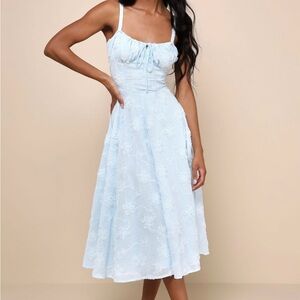 Lulu's Light Blue Lace Midi Dress